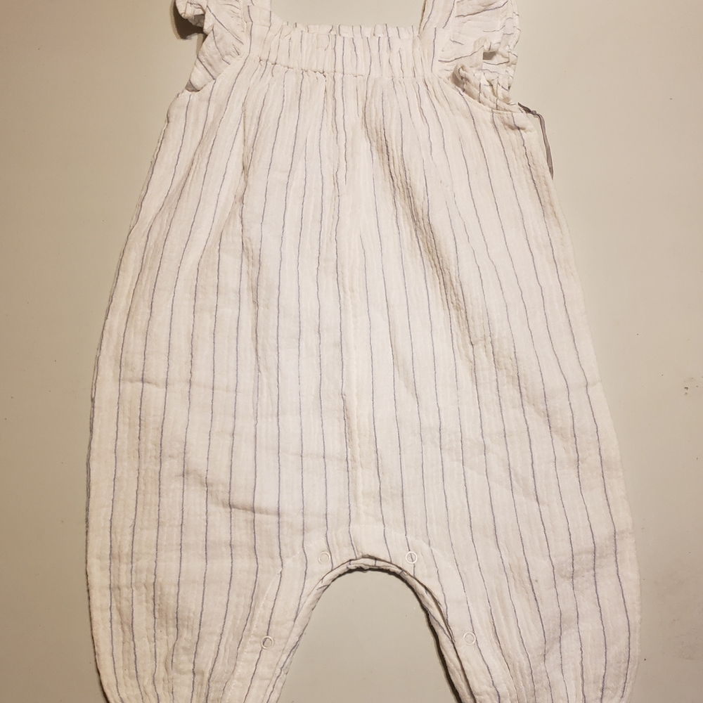 Cloud Island Off-White Striped Romper